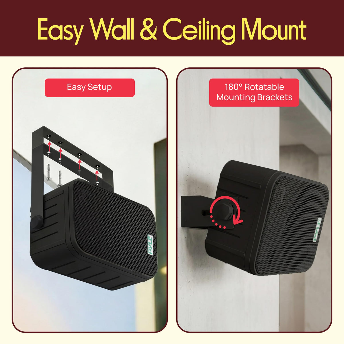 Rustproof mesh grills protect PDWR50B speakers in marine environments