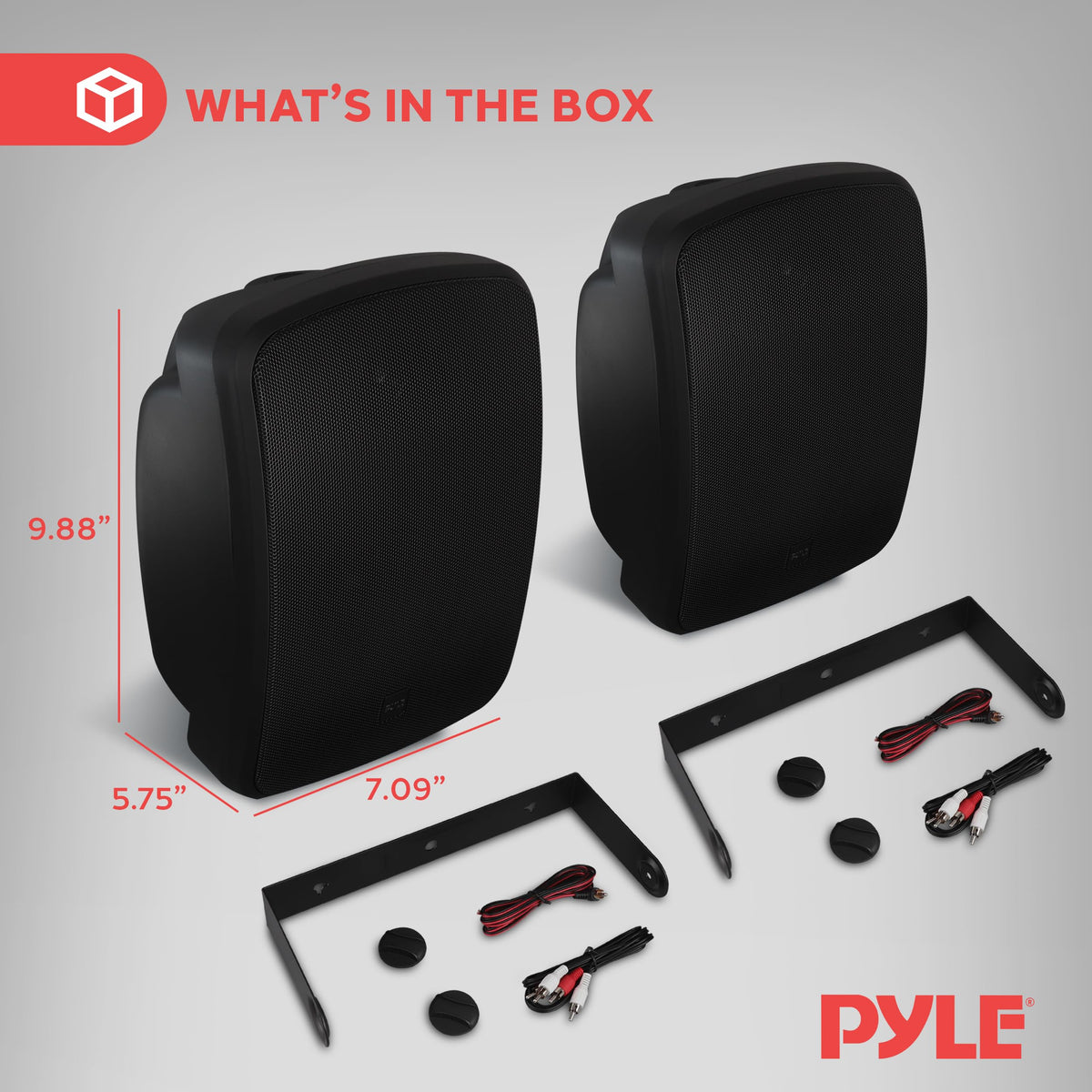 Pyle PDWR54 rear connections for adding external audio sources (RCA and speaker terminals)