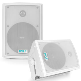 Pyle PDWR63 6.5-inch speaker pair mounted on wall for outdoor entertaining