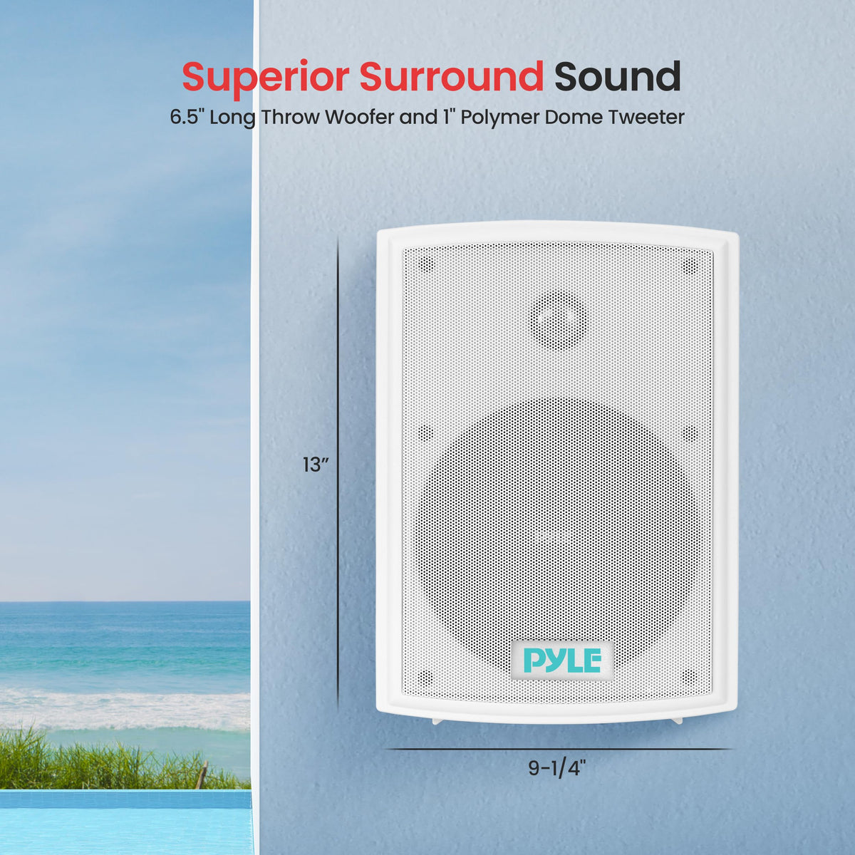 Pyle PDWR63 weatherproof enclosure ready for poolside use