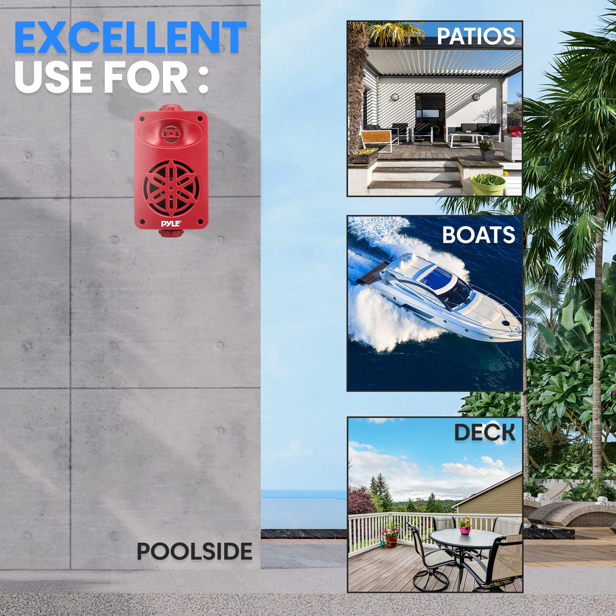 Pyle PDWRBT36RD quick-connect terminals simplify wiring during setup
