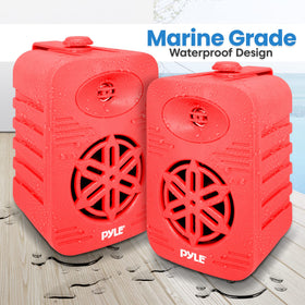 Pyle PDWRBT46RD 4-inch aluminum subwoofer detail for full-range sound outdoors.