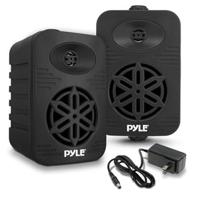 Pyle PDWRBT56BK front view showing grille and compact form, durable for outdoors