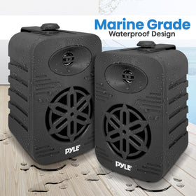 Pyle PDWRBT56BK secured to a boat rail demonstrating marine-grade splash resistance