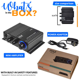 Pyle PFA200 boxed with included 12V adapter for quick installation