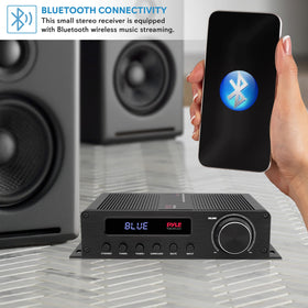 Pyle PFA540BT spring loaded speaker terminals with secure connections.