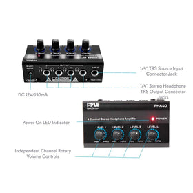 Pyle PHA40 independent volume knobs tailor sound for each listener during practice
