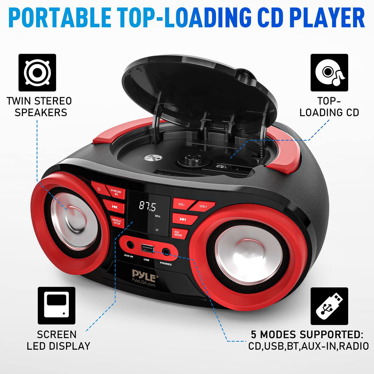 Pyle PHCD22 Bluetooth streaming for wireless music from your phone.
