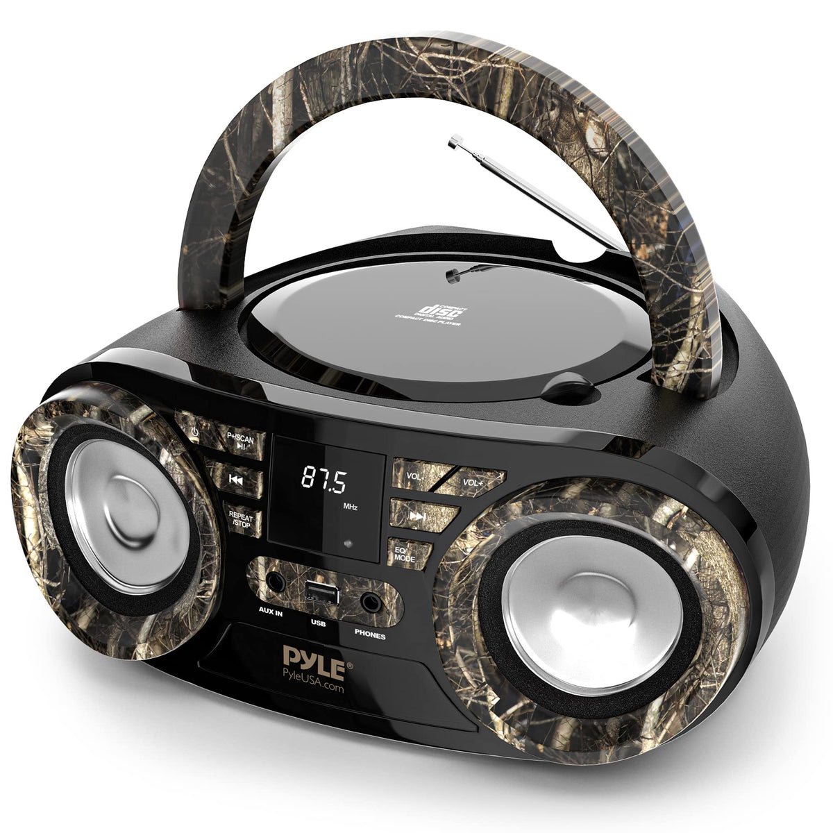 Pyle PHCD59 with included AC/DC cord and manual showing ready-to-use setup