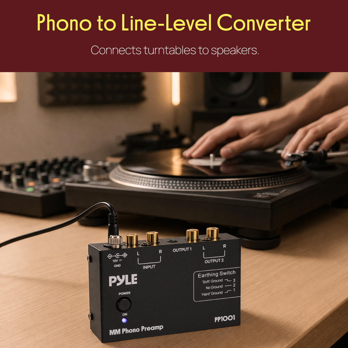 Pyle phono preamp headphone output enables private listening with comfort