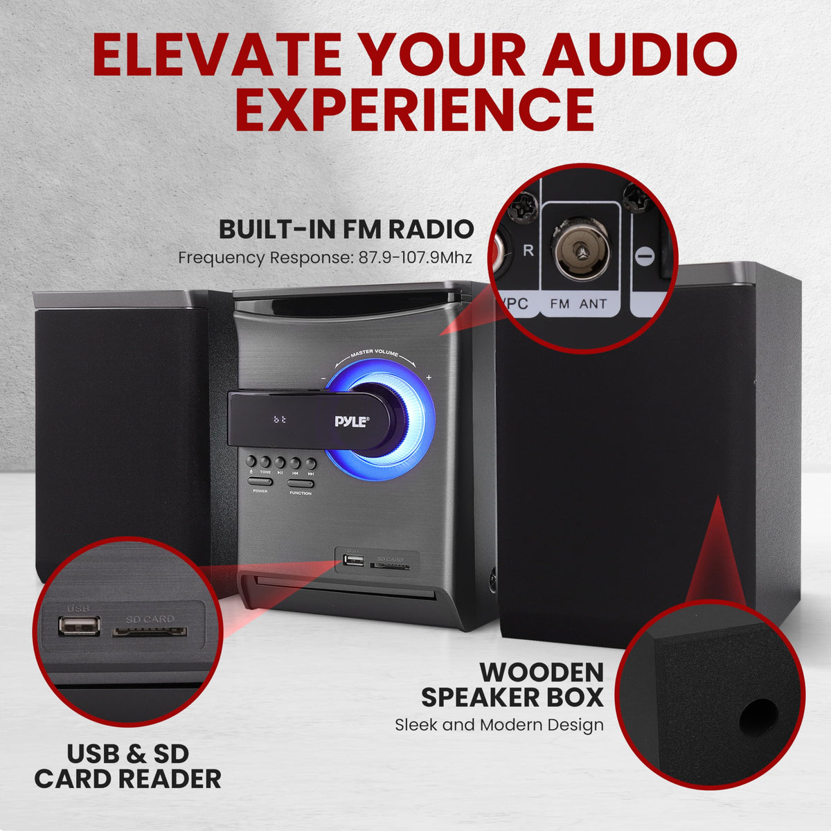 Pyle PHSKR24 two-way wooden speaker cabinets delivering clear highs and bass.