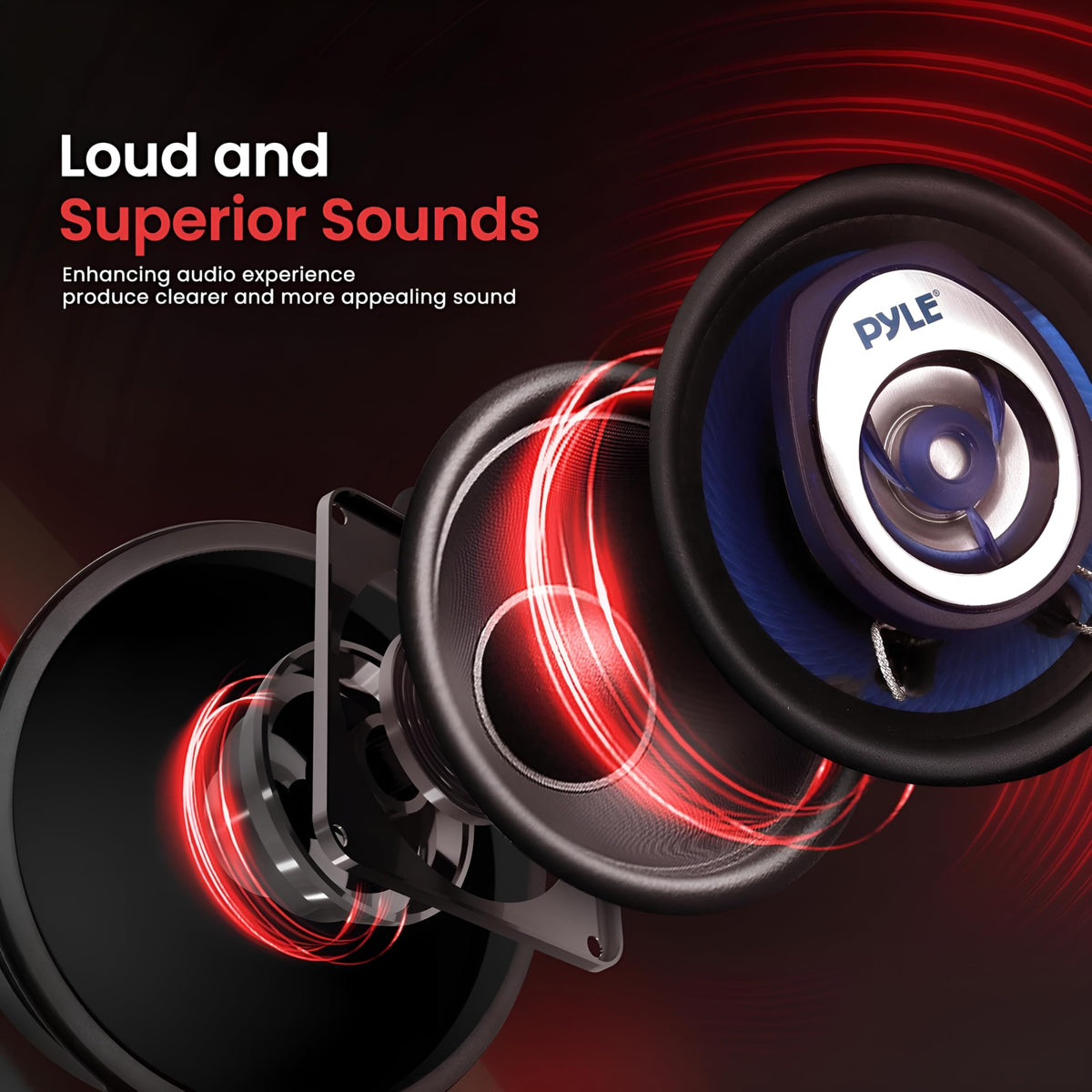 Pyle PL32BL blue poly injection cone enhances aesthetics and sound.