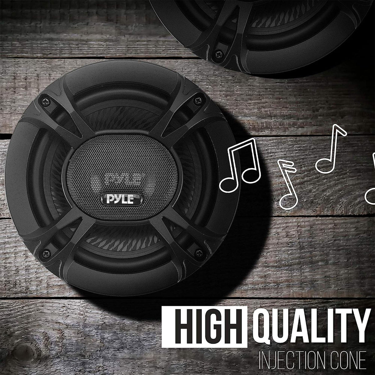 Pyle speaker beside a ruler illustrating compact 4 inch size and fitment compatibility