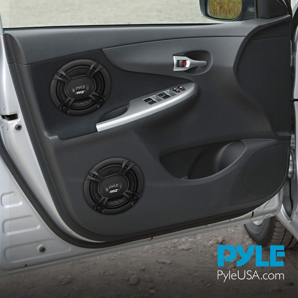 Side profile of Pyle speaker displaying shallow 1.81 inch mounting depth for tight spaces
