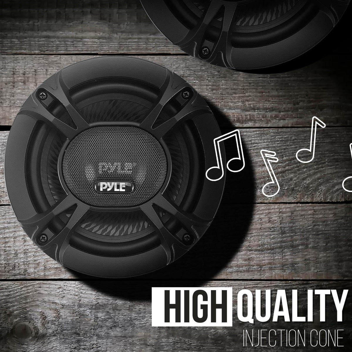 Pyle PL513BK midrange dome detail showing neodymium film midrange for clear vocals