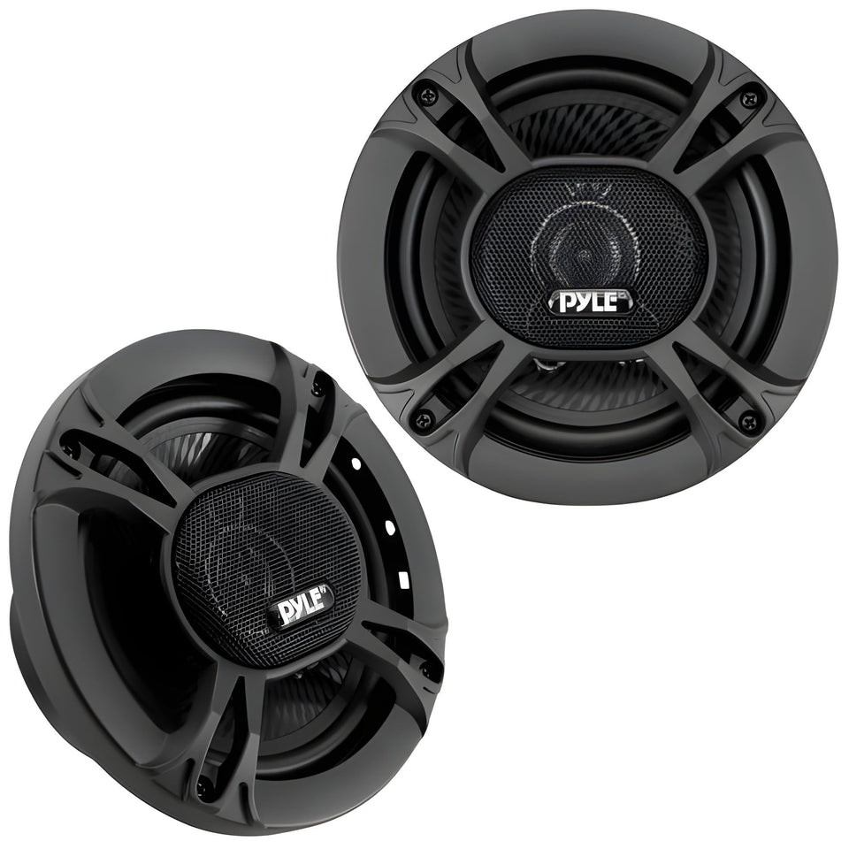 Pyle front view of speaker revealing cone and grille, improving road audio clarity
