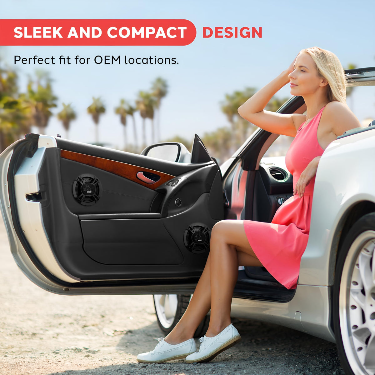 Pyle speaker installed in car door demonstrating improved in-cabin sound