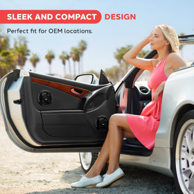 Pyle speaker installed in car door demonstrating improved in-cabin sound