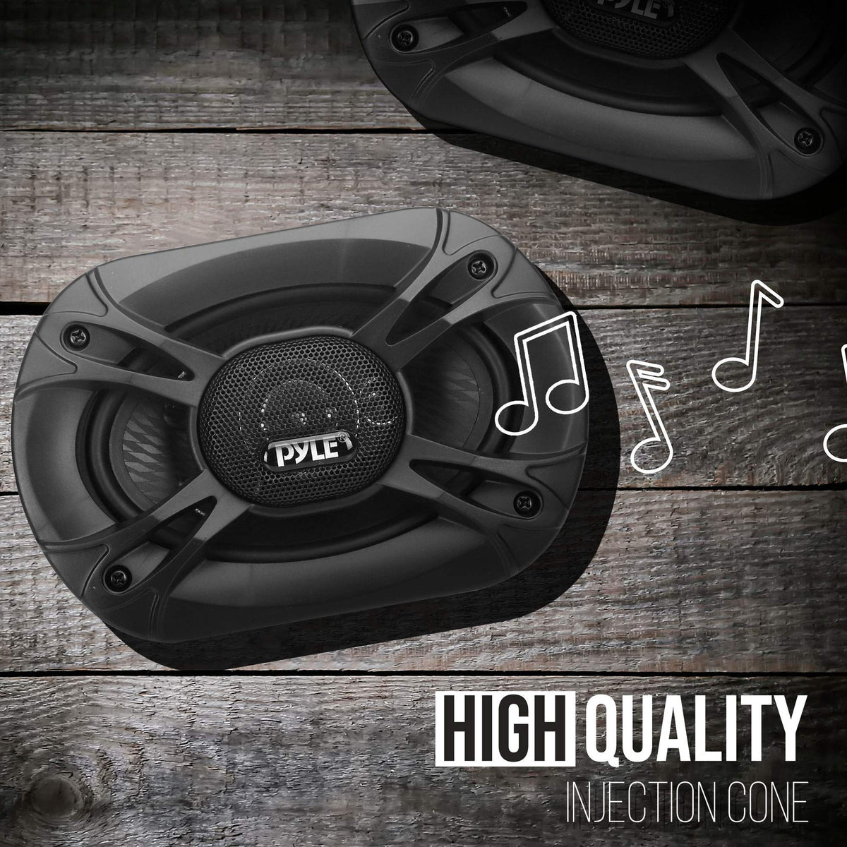 Pyle PL6183BK tweeter detail showing neodymium dome for crisp highs
