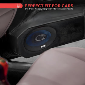 Pyle PL6984BL installed in car door demonstrating easy upgrade and fuller sound