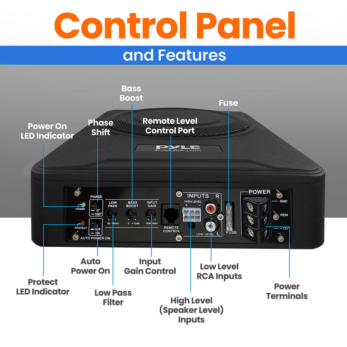 PLBX8A built-in amplifier provides clean bass with minimal setup.