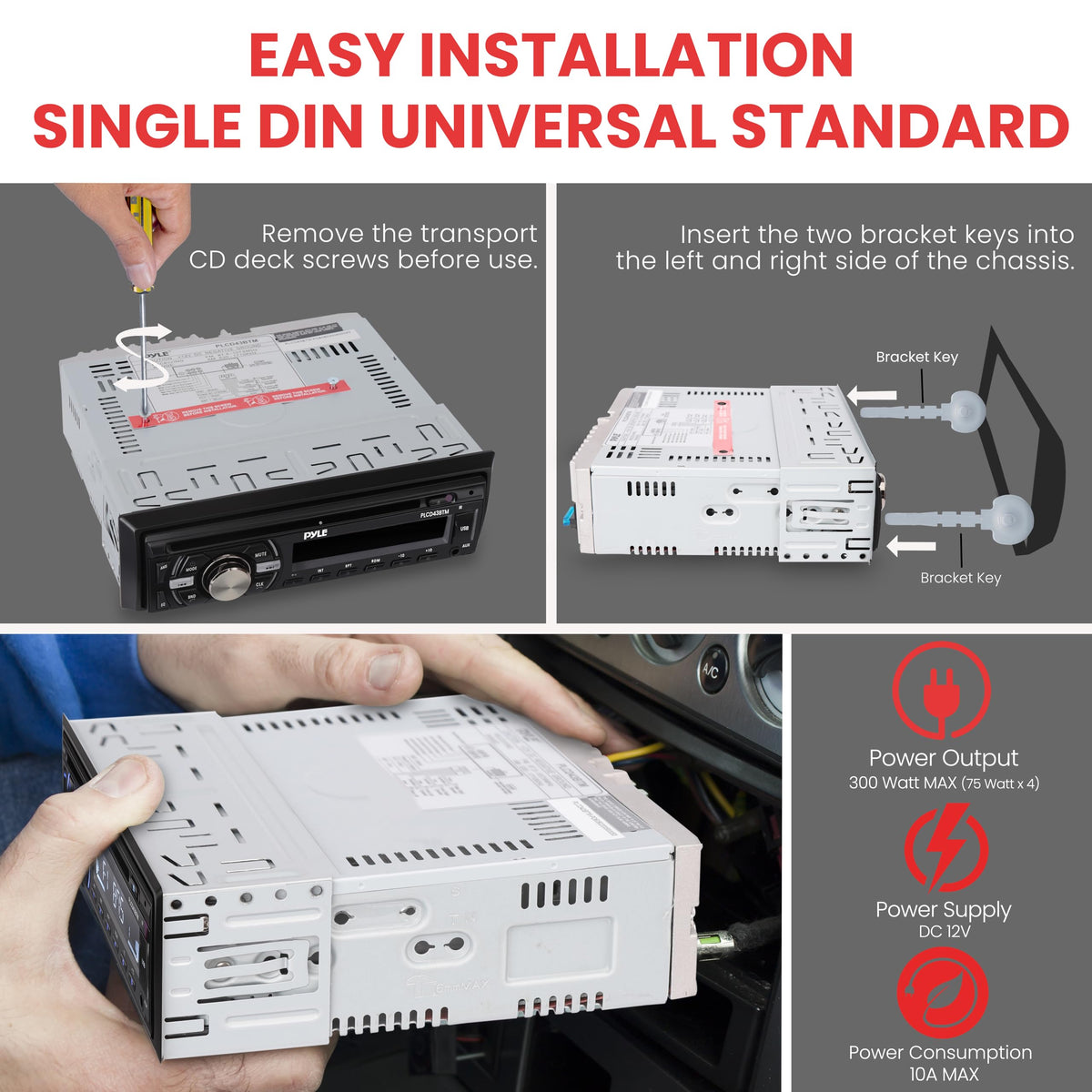 Pyle PLCD43BTM remote control offers passenger convenience and quick access