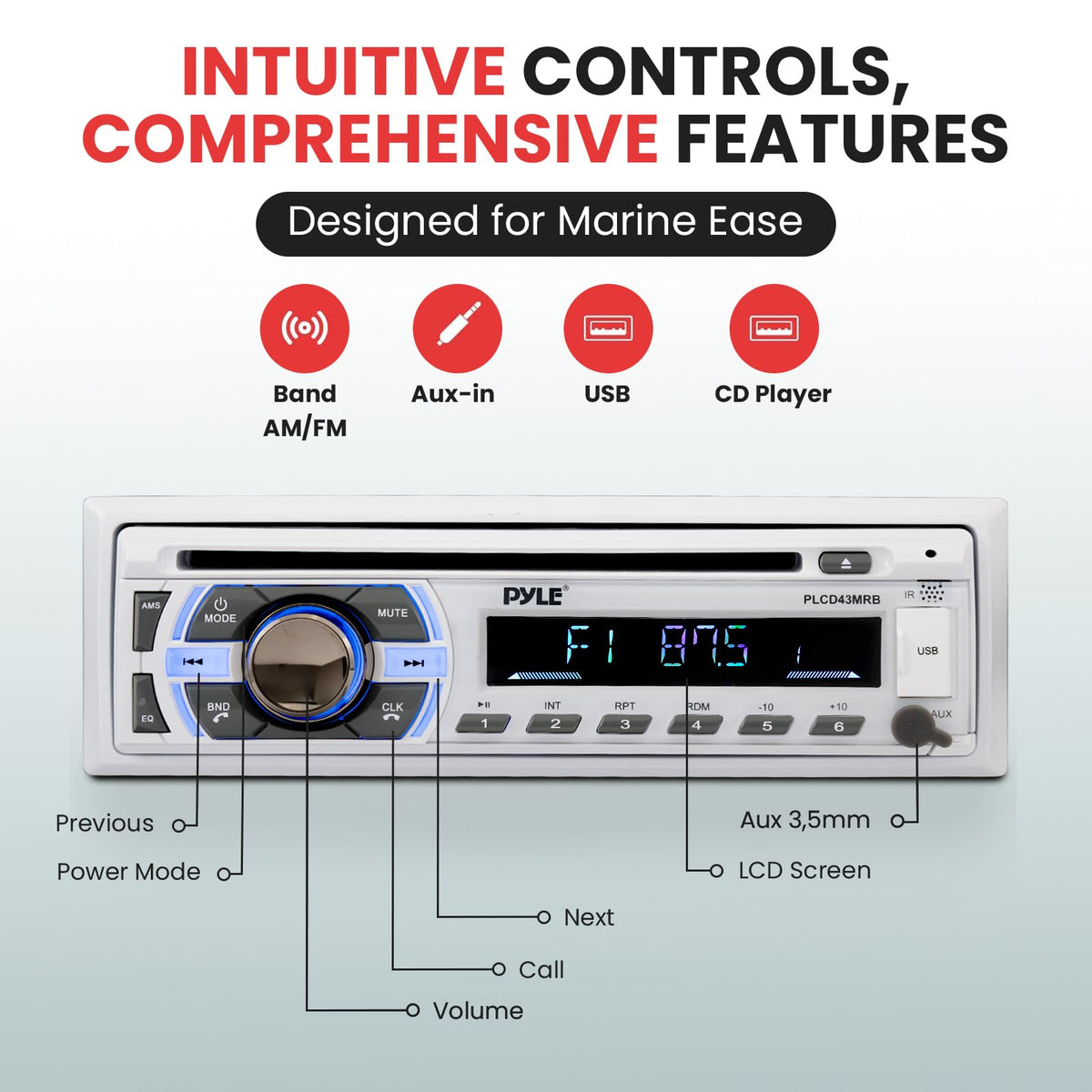 Pyle PLCD43MRB AM/FM radio with 30 presets.