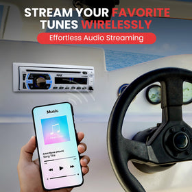 Pyle PLCD43MRB hands-free calling with built-in mic.