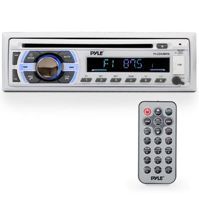 Pyle PLCD43MRB marine stereo front panel with illuminated controls.