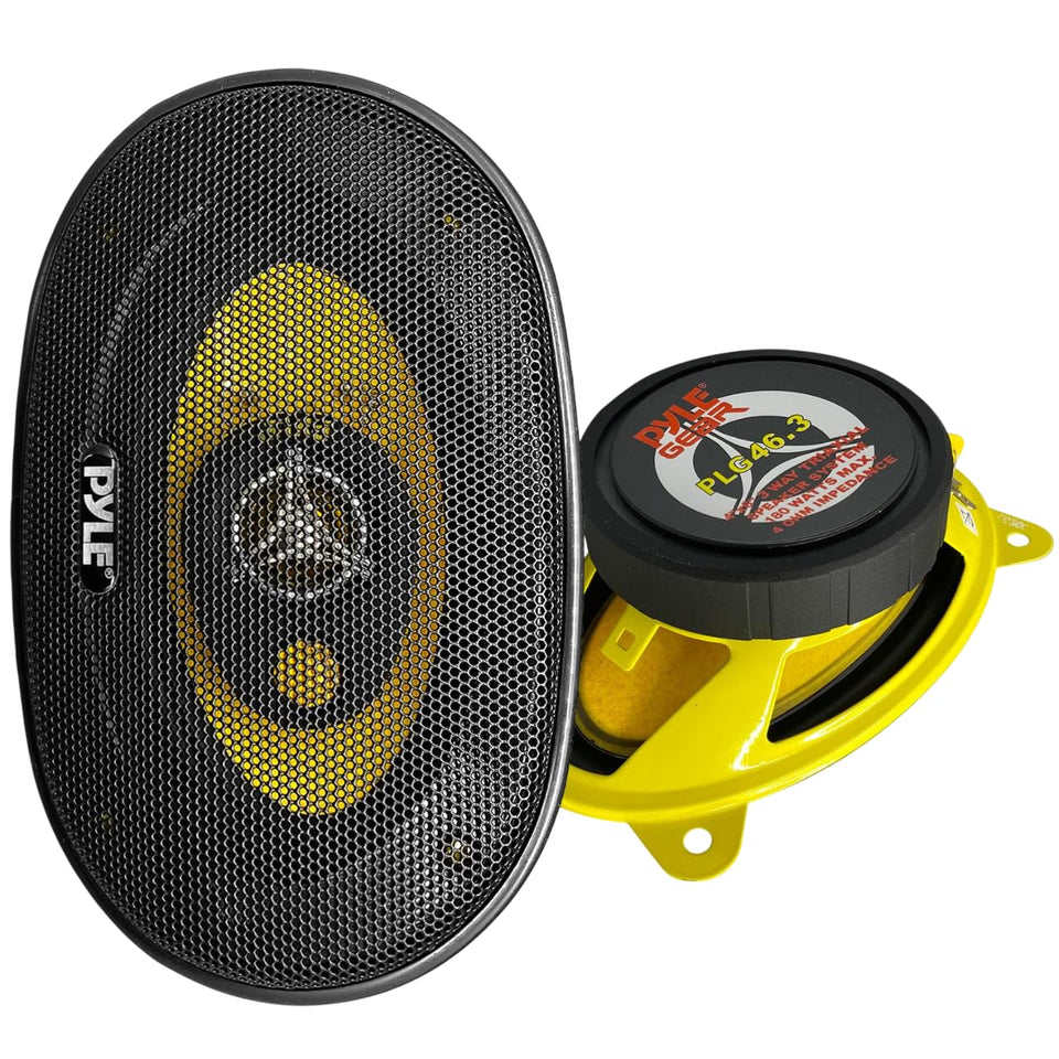 Pyle PLG46.3 front view showing speaker grille and durable build for improved sound