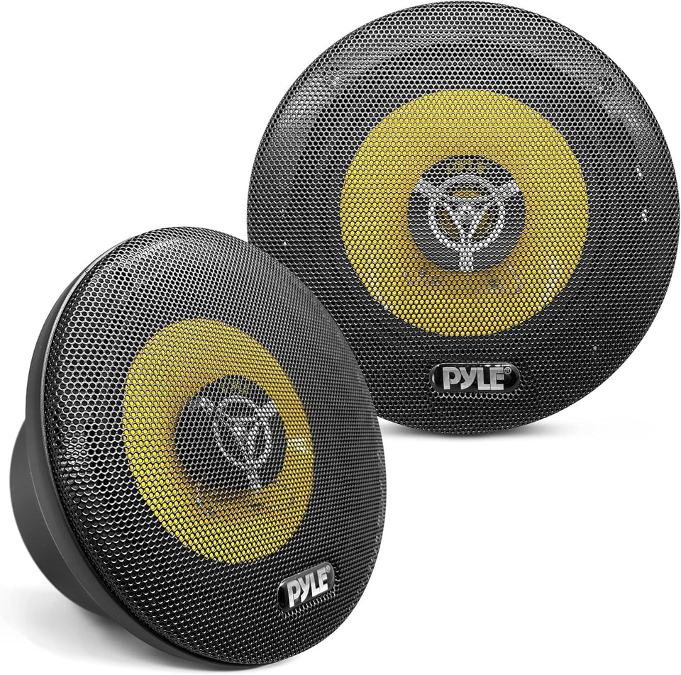 Pyle PLG6.3 three-way speaker with yellow cone for stiffness and clean bass