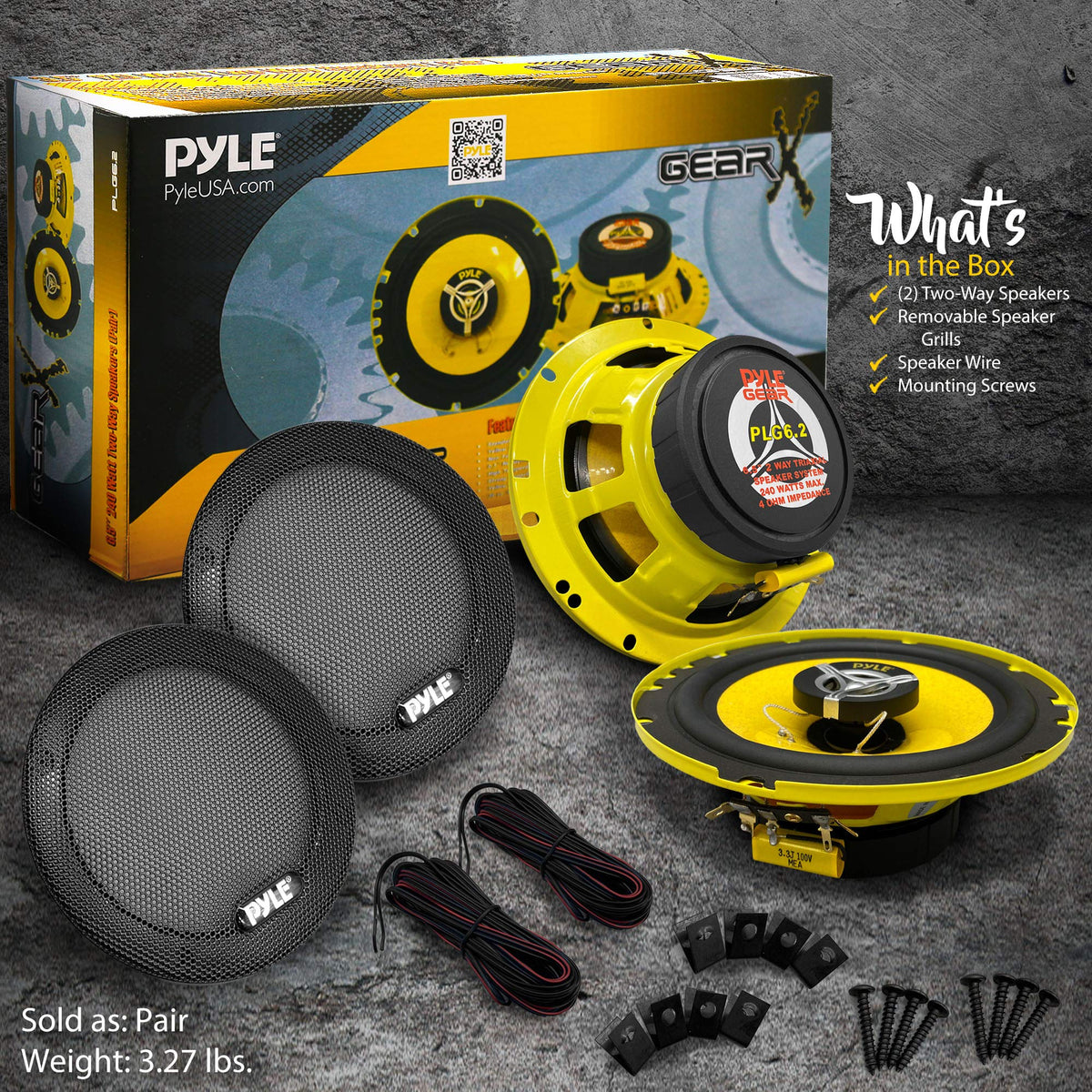 Pyle PLG6.2 included grills wires and hardware for easy installation