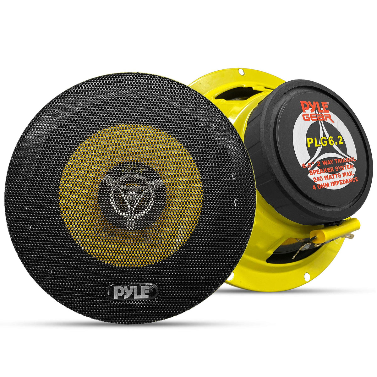 Pyle PLG6.2 front view showing speaker face and grill, clear upgrade look