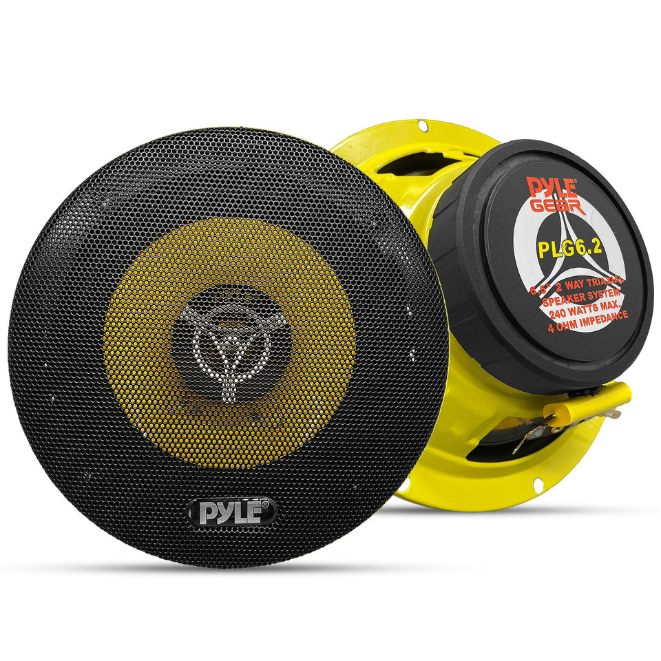 Pyle PLG6.2 front view showing speaker face and grill, clear upgrade look