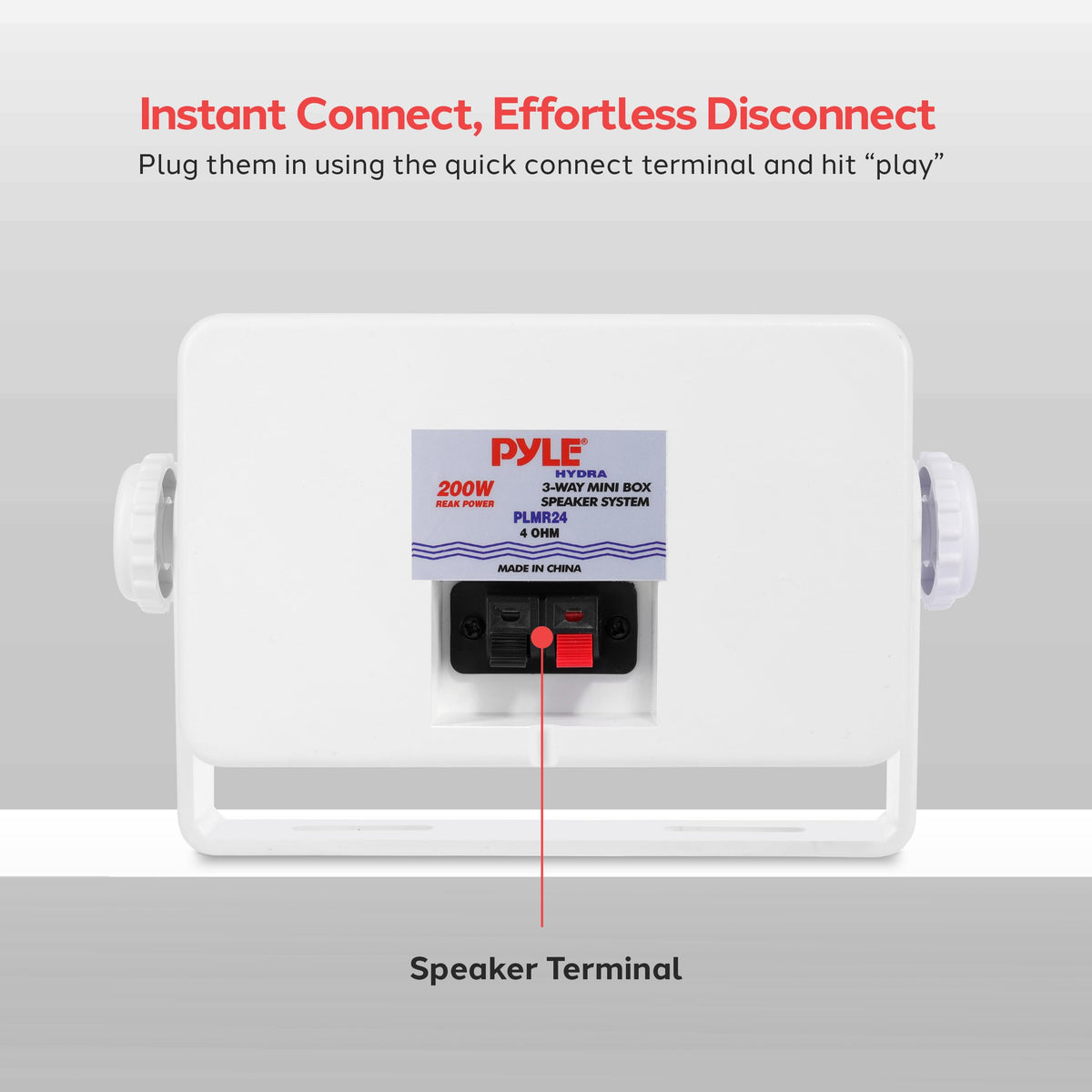 Pyle PLMR24 mounted on patio rail demonstrating outdoor listening benefit
