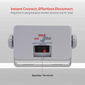 Pyle PLMR24S internal driver detail showing woofer midrange tweeter for full-range sound