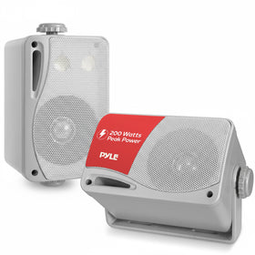Pyle PLMR24S front view showing silver weatherproof cabinet and clear audio benefit