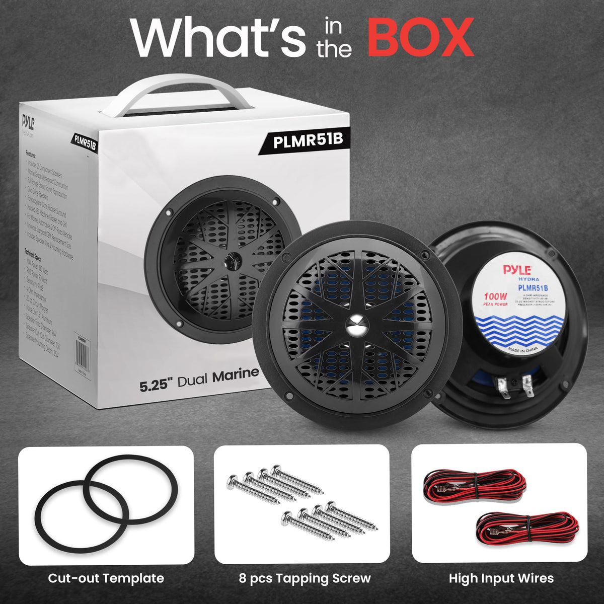 Pyle PLMR51B dual 2-way audio delivers full-range sound for outdoor adventures.