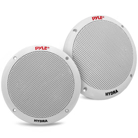 Pyle PLMR605W front view with white grille showing clean marine styling and protection