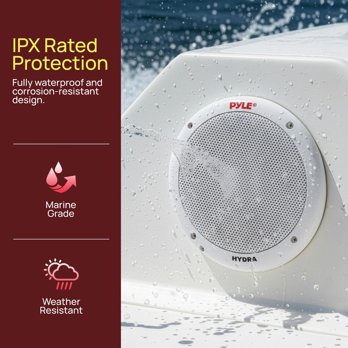Pyle PLMR605W side view showing 2.48 inch mounting depth for tight installation spaces