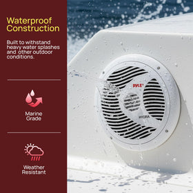 Pyle PLMR60W white grill and low-profile housing on a boat