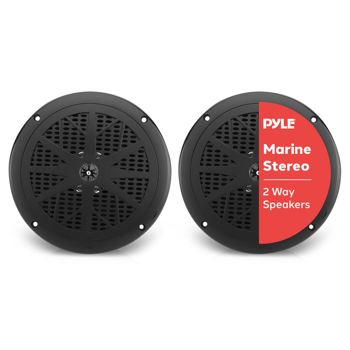 The Pyle PLMR61B front view highlights rugged marine speaker for outdoor use.