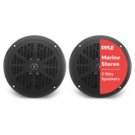 The Pyle PLMR61B front view highlights rugged marine speaker for outdoor use.