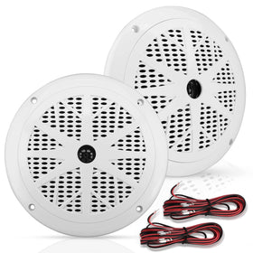 Pyle PLMR61W front view showing white dual marine speaker, durable outdoors