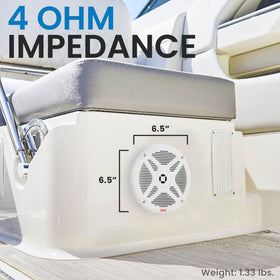 Pyle speakers installed on boat transom illustrating splash-resistant audio