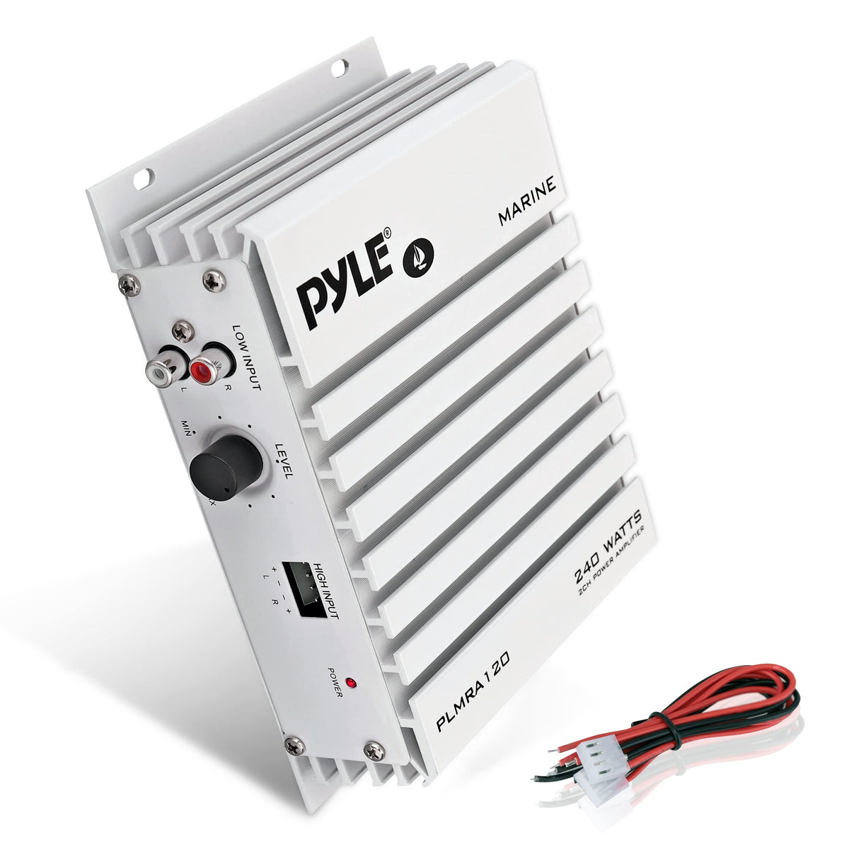 Pyle PLMRA120 front panel view showing controls and connectors for easy setup