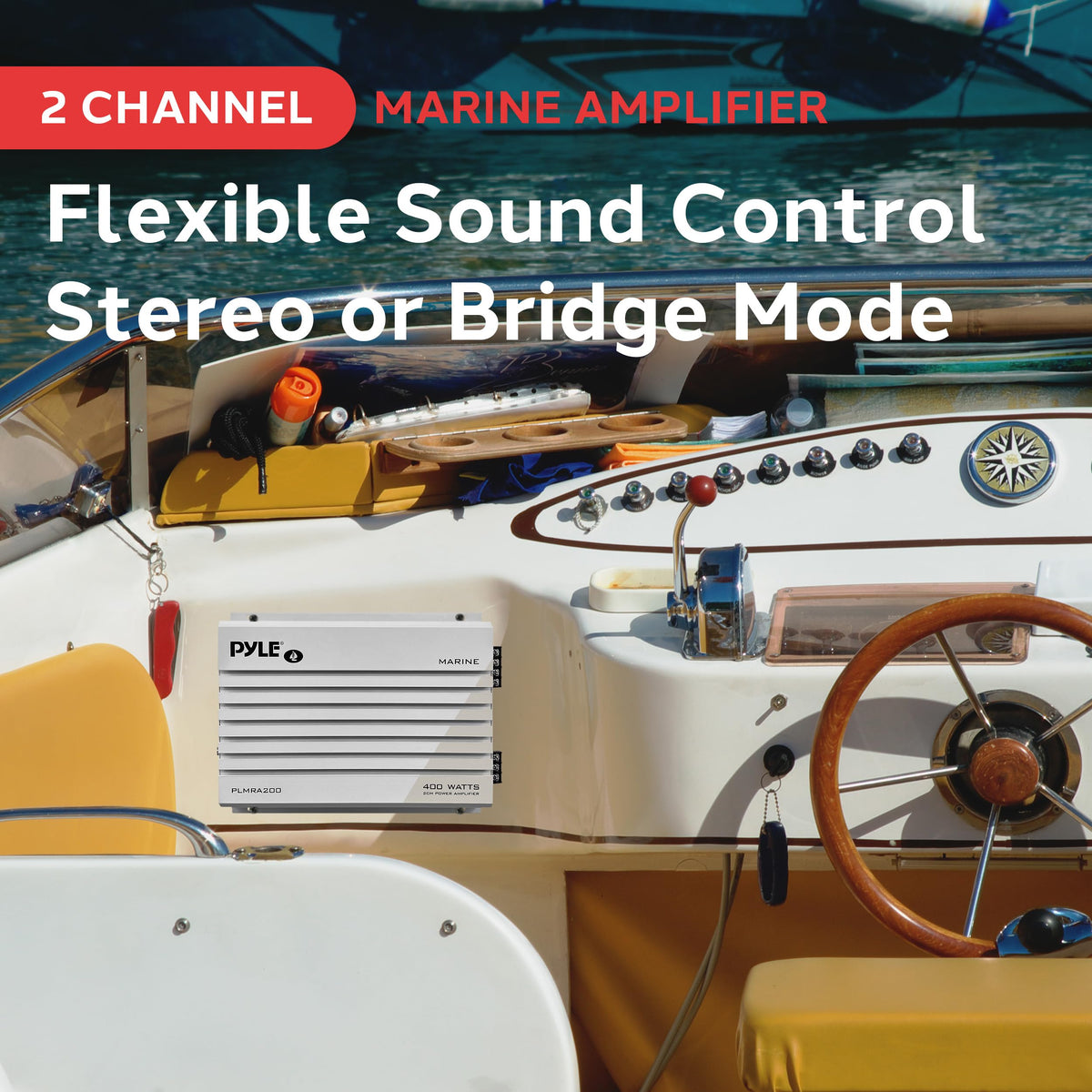 Pyle PLMRA200 RCA inputs simplify integration with most head units.
