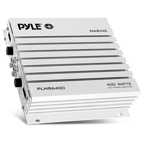 Pyle PLMRA400 front panel view showing controls and waterproof enclosure for reliable output