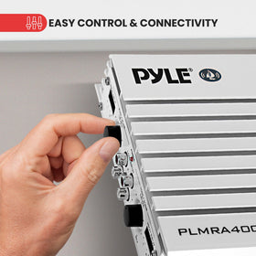 Pyle PLMRA400 rear wiring and RCA inputs illustrating easy hookup options and versatility
