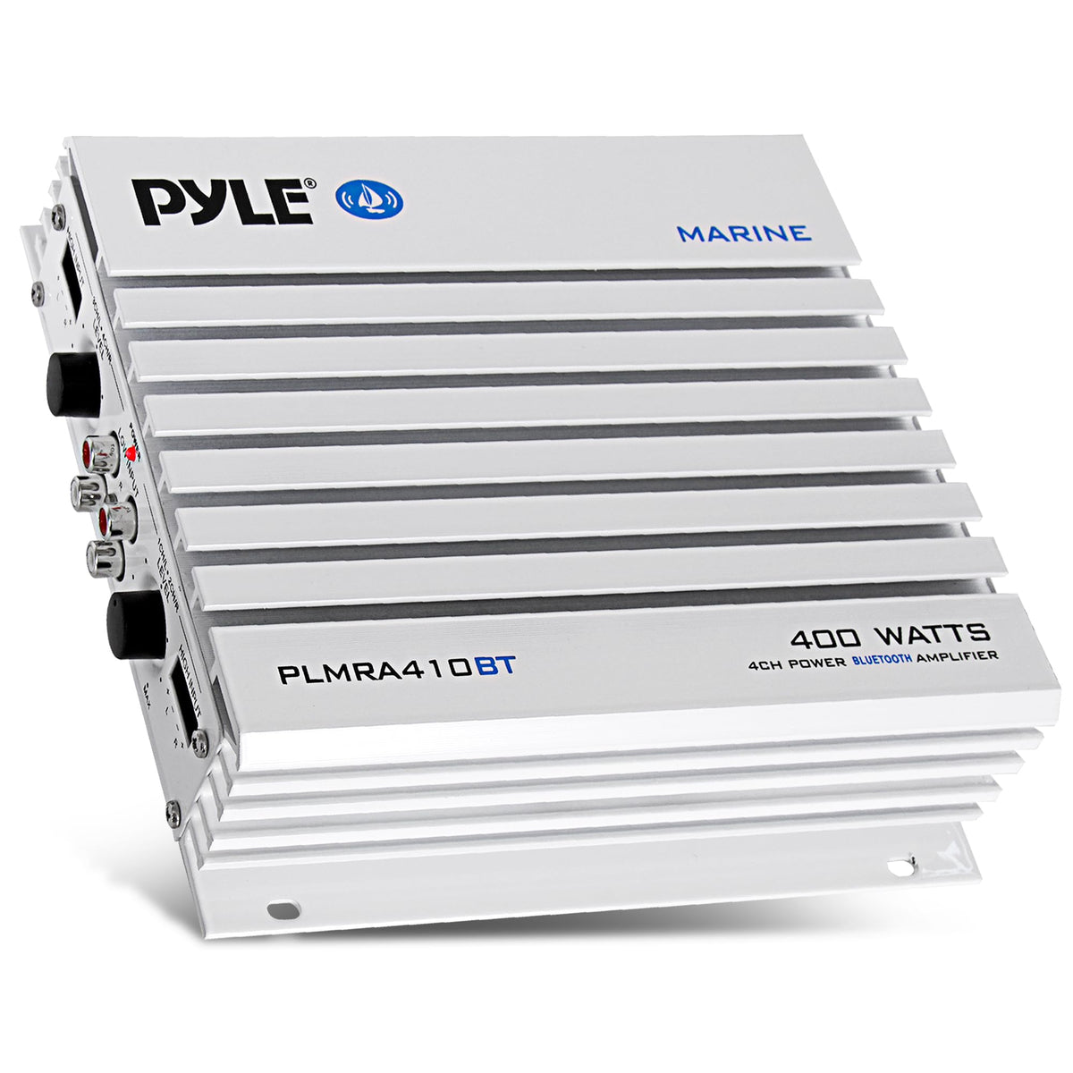 Pyle PLMRA410BT front panel view showing controls and Bluetooth for easy deck audio setup